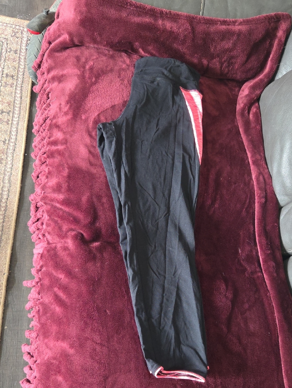 Black Leggings with Pink Accent